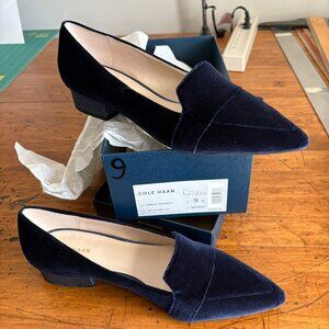 Cole Hann Marlee Skimmer II Navy Velvet with Navy Glitter Heel - NIB Size 9